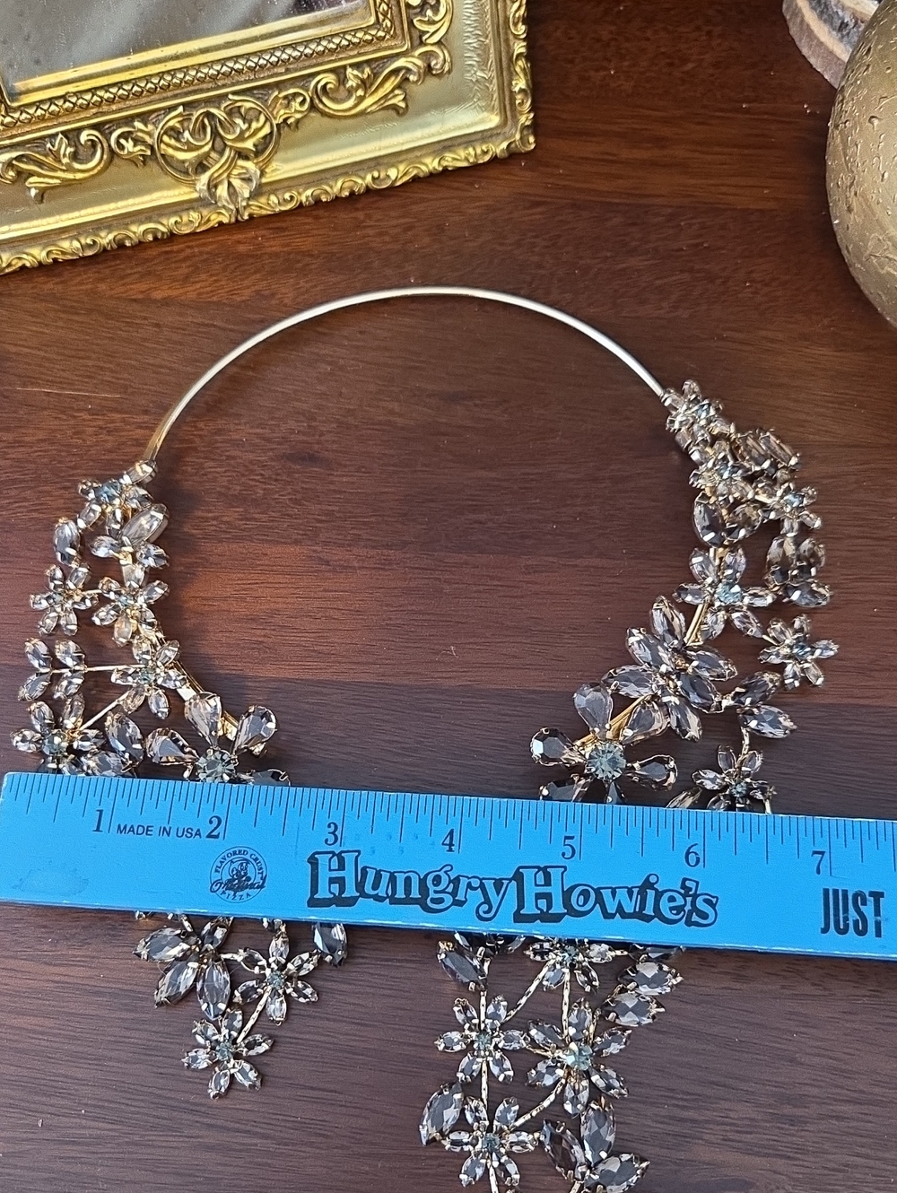 Statement Floral Crystal Necklace in Champagne - Picture 11 of 12